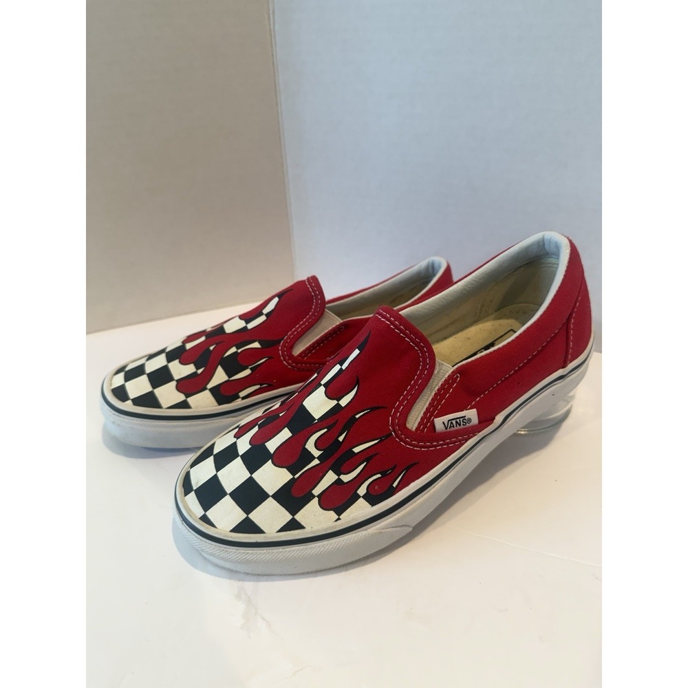 VANS Checkerd Flame Classic Slip On Skate Shoes Size 4.5 Men's Or 6 Women's - Picture 3 of 9
